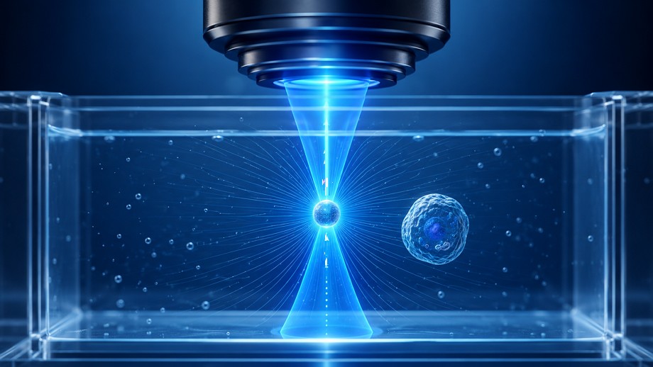Artist rendering of a particle trapped in a tractor beam
